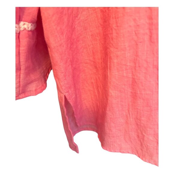 Alfred Dunner Paradise Pink Embroidered Yoke & Sleeve V Neck Tunic Top Sz Medium - Picture 8 of 9